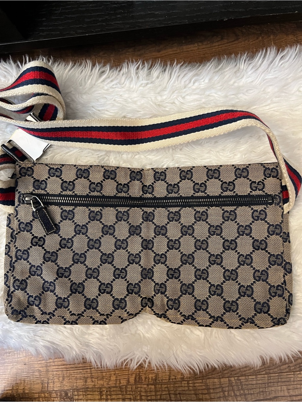 Vintage Gucci GG Canvas Web Double Pocket Belt Bag - Picture 5 of 11